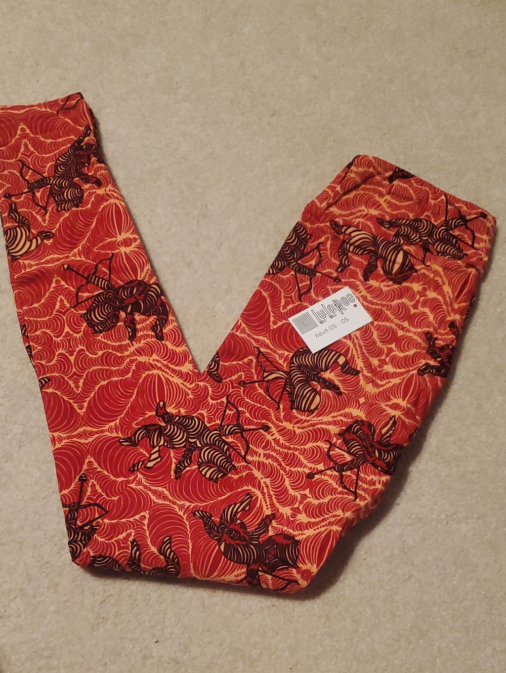 Womens Red Patterned Leggings